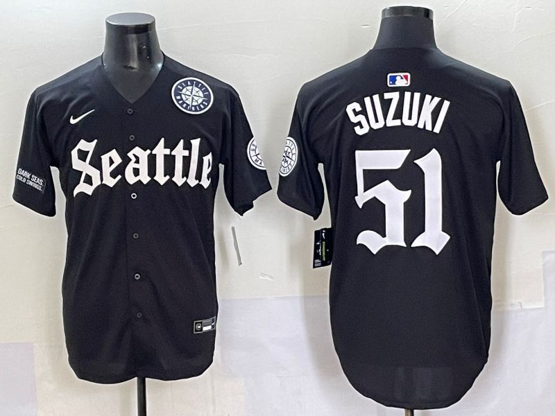 Men 2025 Seattle Mariners #51 Suzuki Five generations Joint Name Nike MLB Jersey style 14->seattle mariners->MLB Jersey